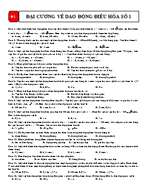 240 Câu trắc nghiệm Vật lý 12 - Bài 1 Dao động điều hòa (Có đáp án)
